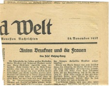 Stolzing-Czerny, Josef: Anton Bruckner und die Frauen - November 1937