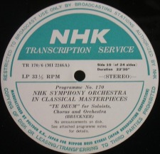 July, 2022: Te Deum / Lovro von Matacic / NHK Transcription disc