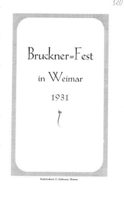 Bruckner Fest in Weimar - 1931