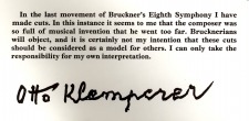 Klemperer, Otto: Statement regarding his recording of the Bruckner Symphony No. 8