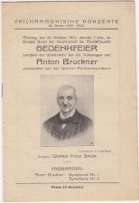 Vienna Philharmonic Concert Program / Franz Schalk / October, 1921