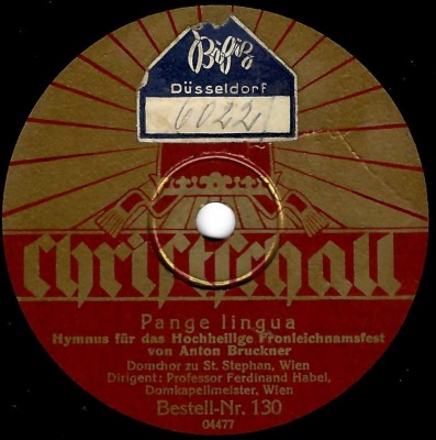 Bruckner Archive acquires rare Christschall 78 rpm disk