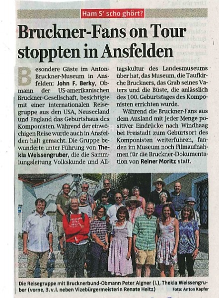 A newspaper report on the Bruckner Tour